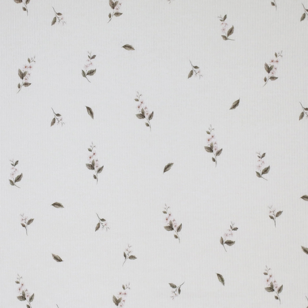 Jersey coton côtes fines à motif fleurs romantiques