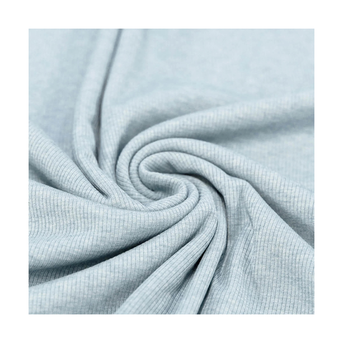 Jersey coton côtes fines coloris bleu clair chiné Jersey coton côtes fines coloris bleu clair chiné