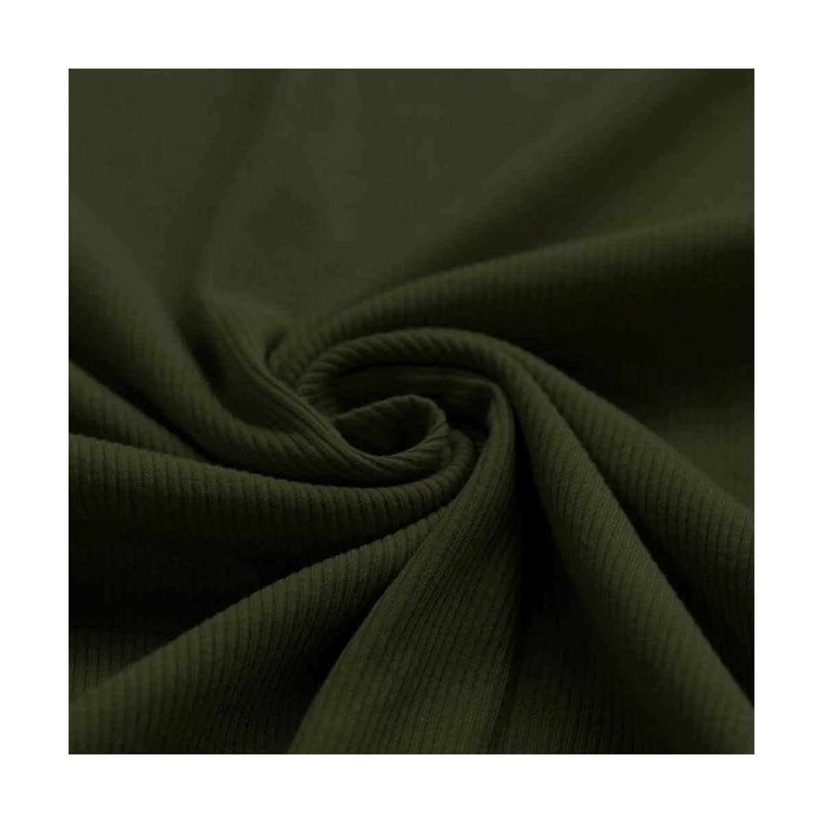 Jersey coton côtes fines coloris vert kaki