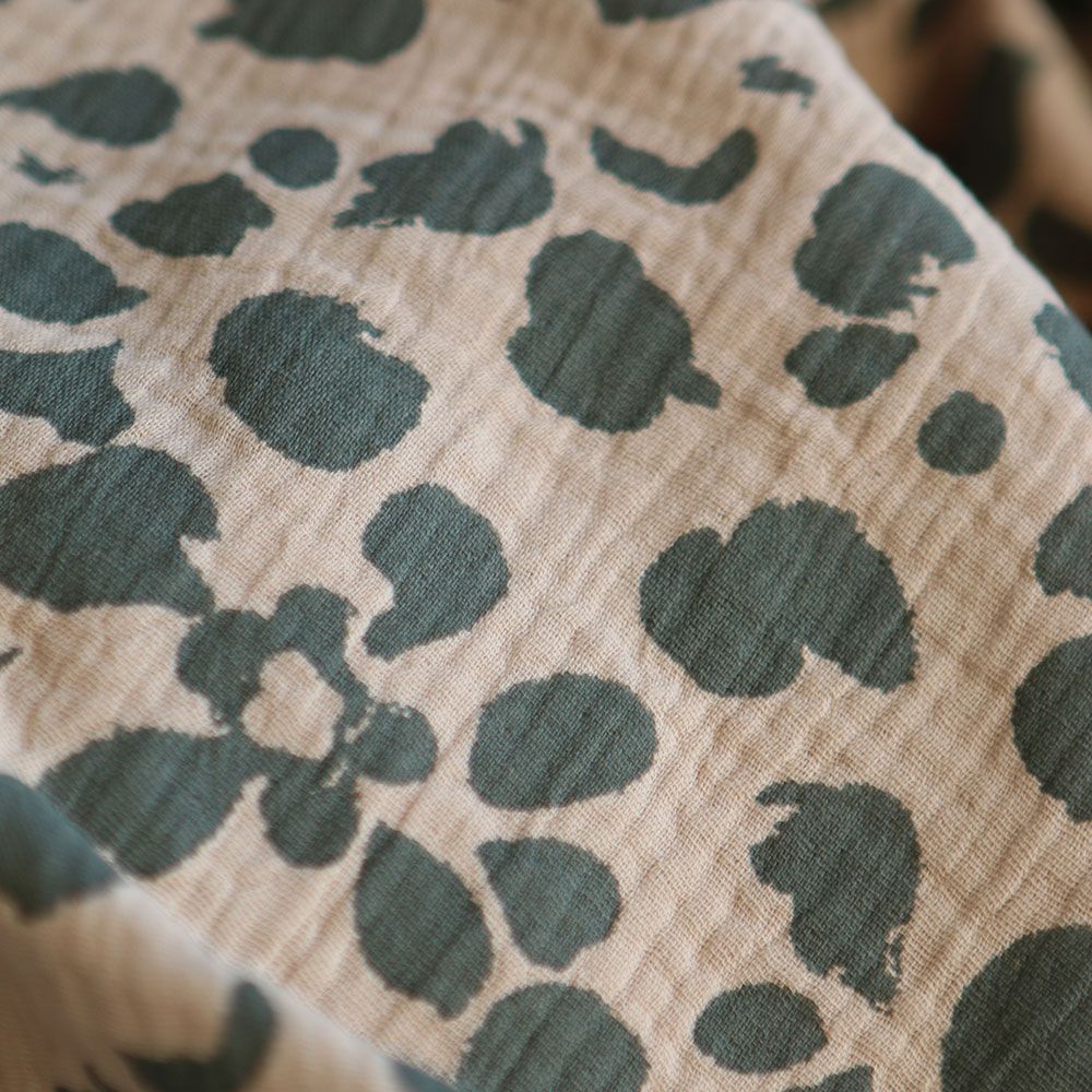 Karakulac - Double gaze de coton fond beige motif anthracite