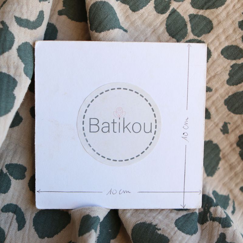 Karakulac - Double gaze de coton fond beige motif anthracite