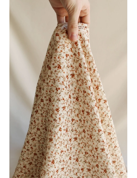 Betina - Double gaze de coton imprimé fleuri ocre