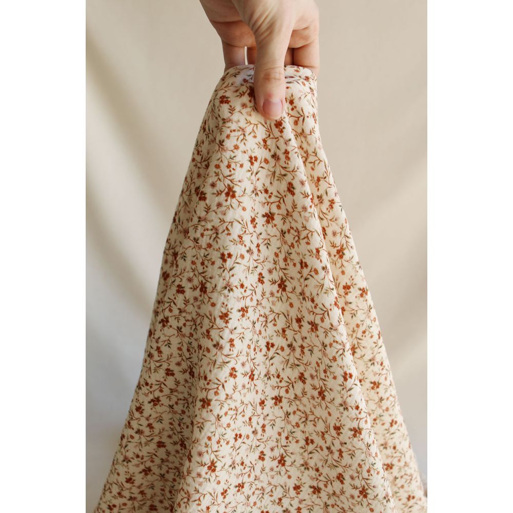 Betina - Double gaze de coton imprimé fleuri ocre