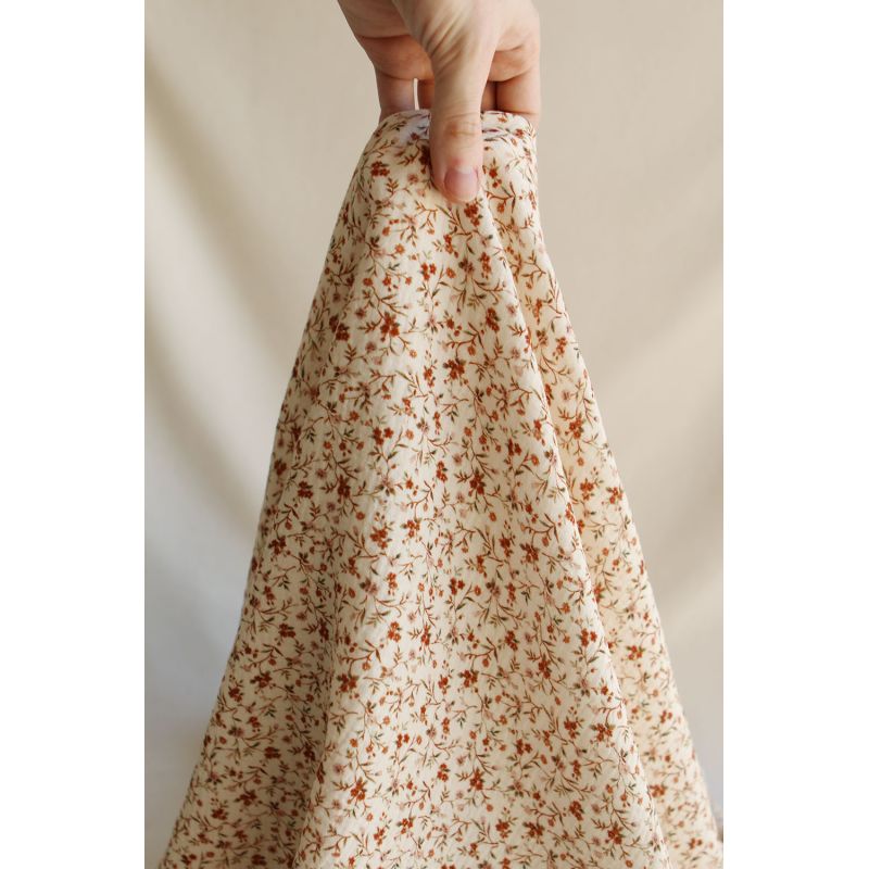 Betina - Double gaze de coton imprimé fleuri ocre