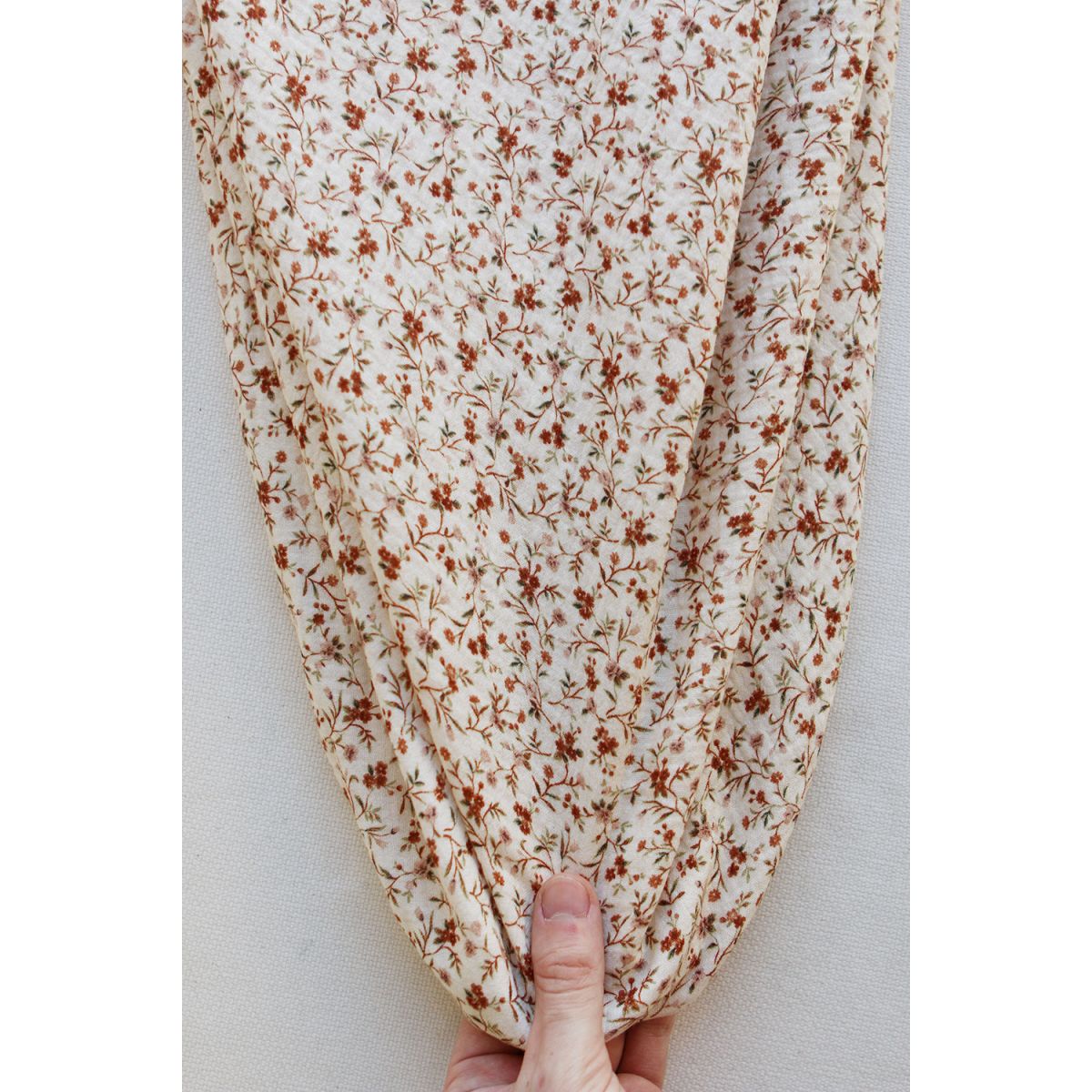 Betina - Double gaze de coton imprimé fleuri ocre