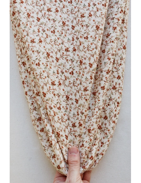 Betina - Double gaze de coton imprimé fleuri ocre