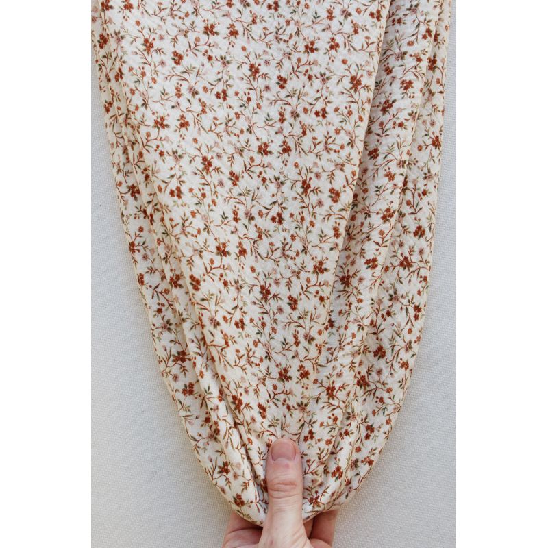 Betina - Double gaze de coton imprimé fleuri ocre