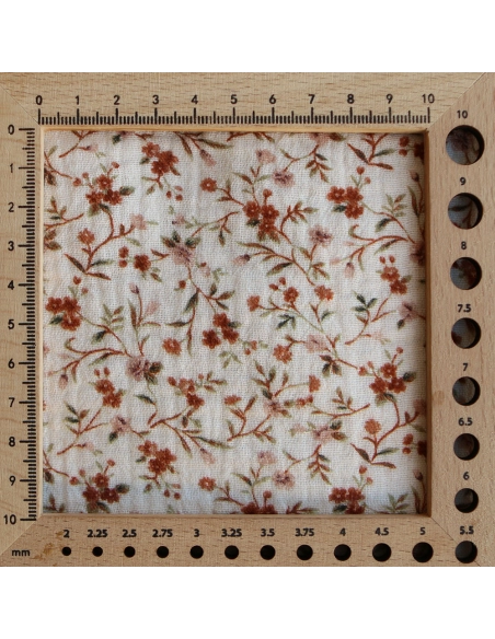 Betina - Double gaze de coton imprimé fleuri ocre