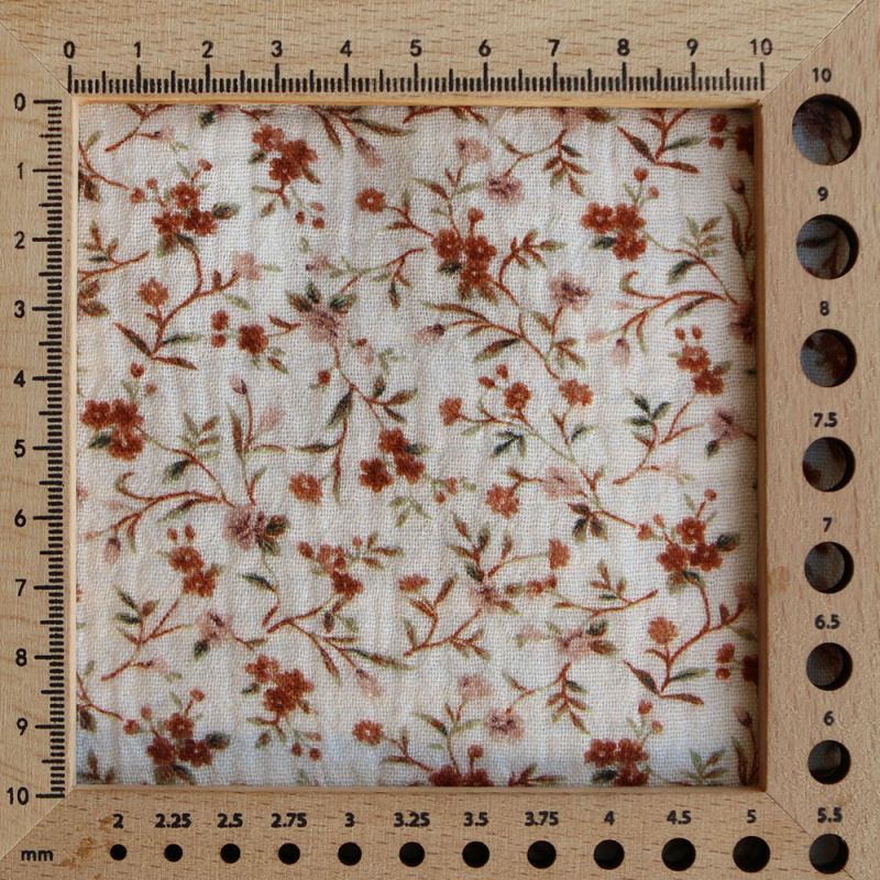 Betina - Double gaze de coton imprimé fleuri ocre