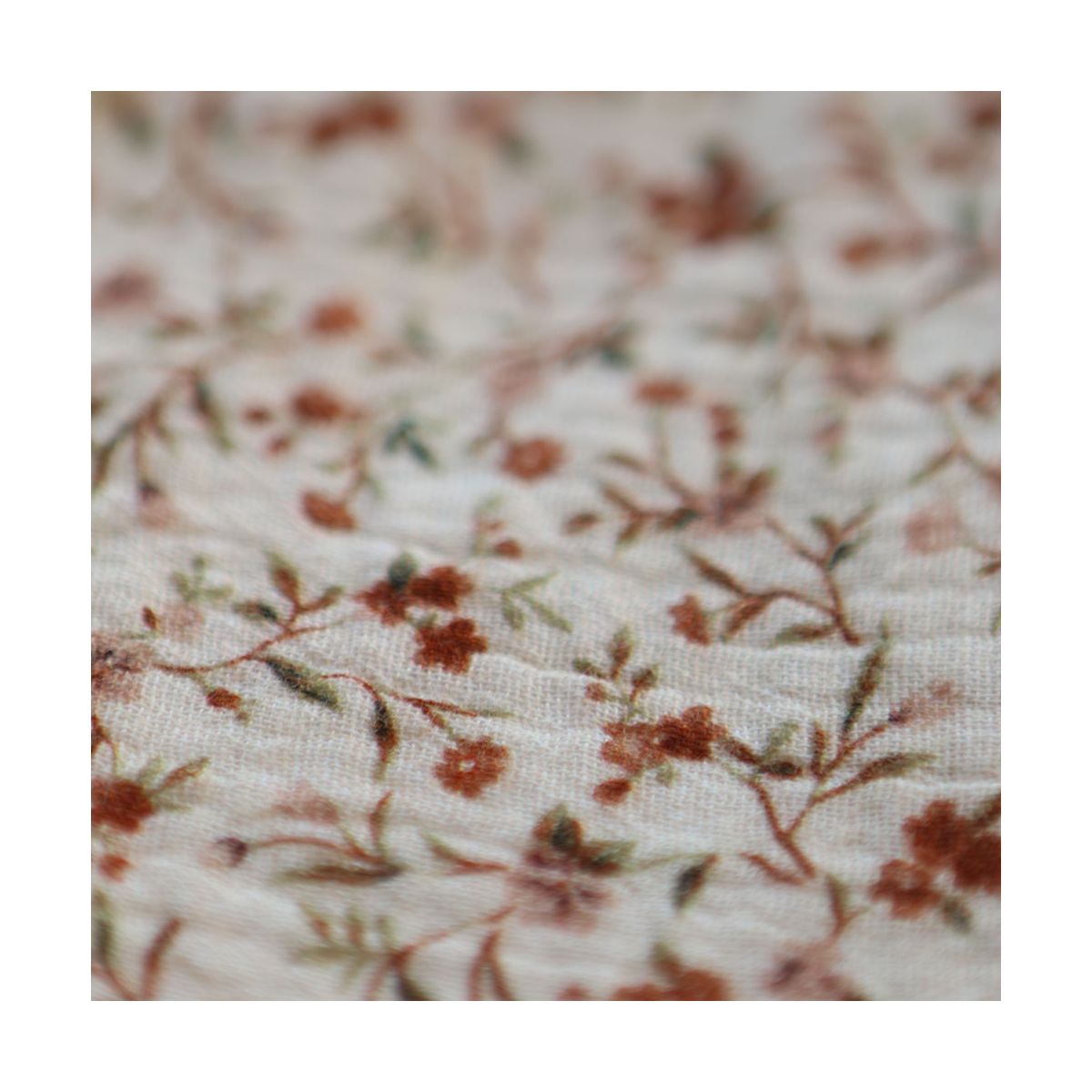 Betina - Double gaze de coton imprimé fleuri ocre