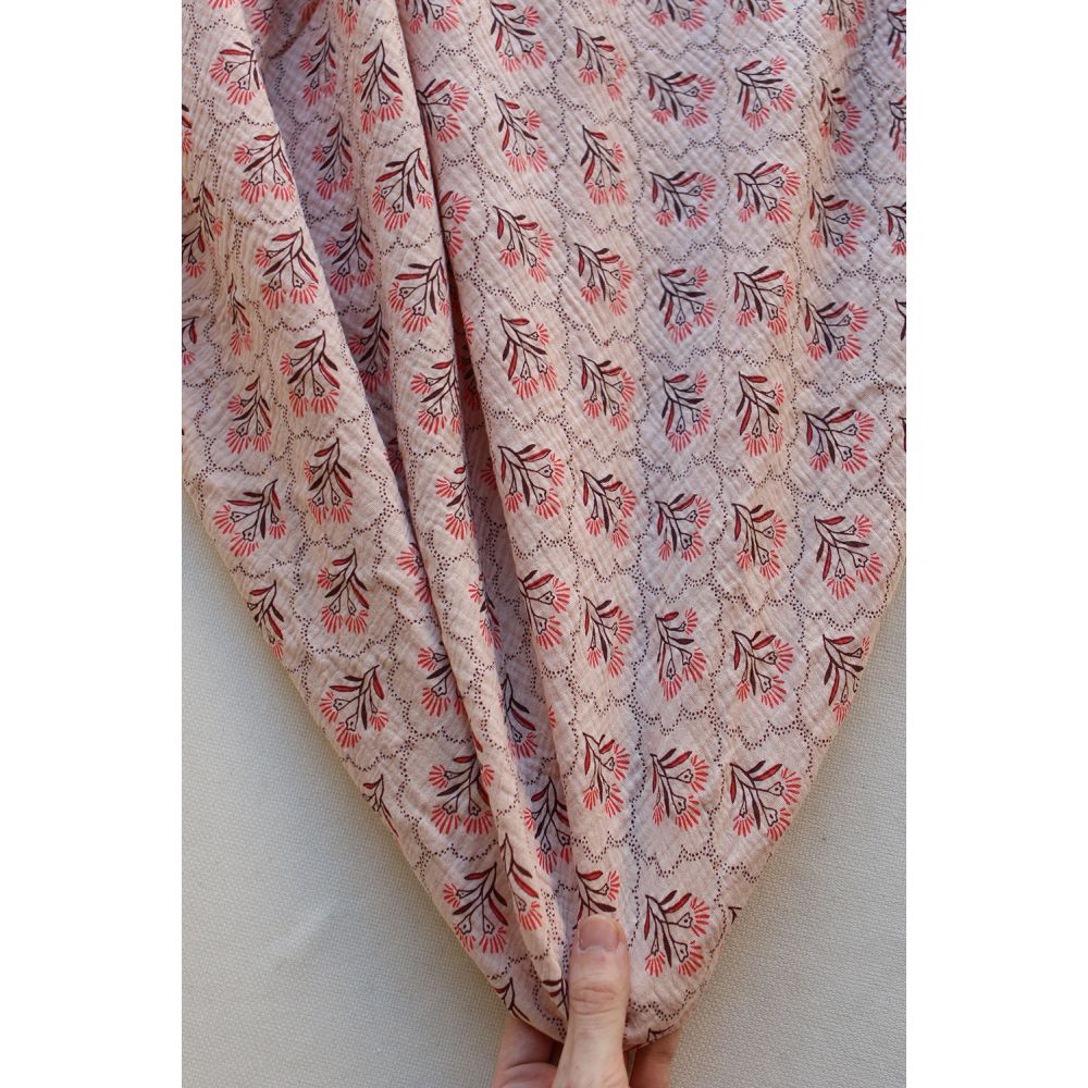 Luly - Double gaze de coton fond vieux rose