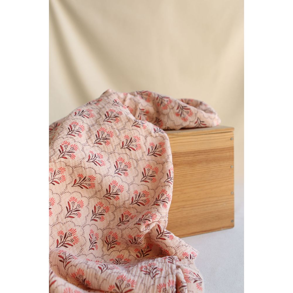 Luly - Double gaze de coton fond vieux rose