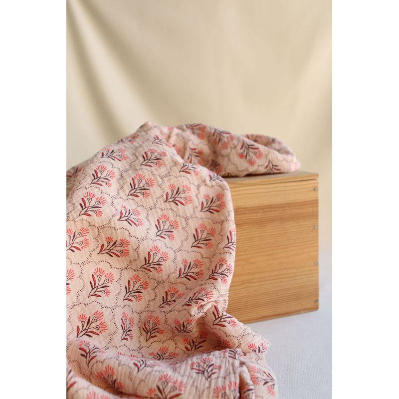 Luly - Double gaze de coton fond vieux rose