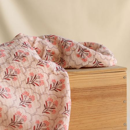 Luly - Double gaze de coton fond vieux rose Luly - Double gaze de coton fond vieux rose