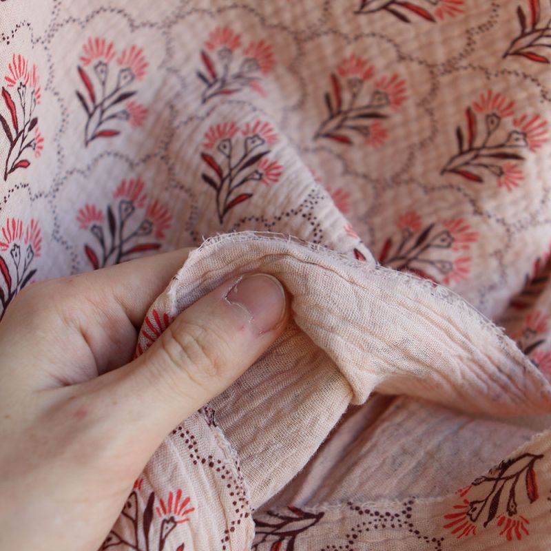 Luly - Double gaze de coton fond vieux rose