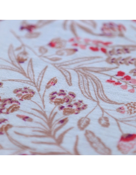 Jaya - Double gaze de coton fond écru motif fleuri