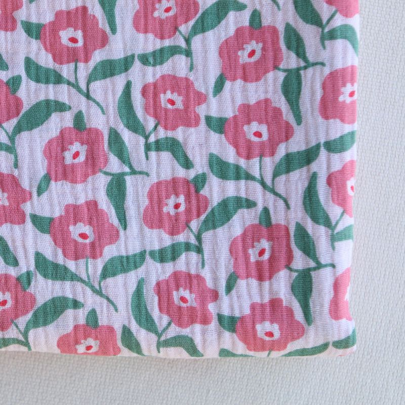 Storia - Double gaze de coton fond écru motif fleuri