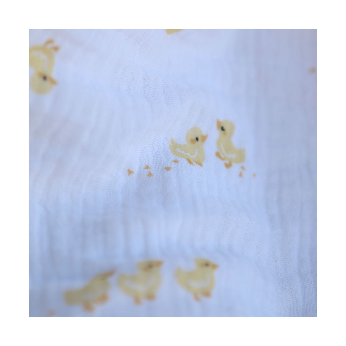 Cannetons - Double gaze de coton fond blanc motif cannetons jaunes