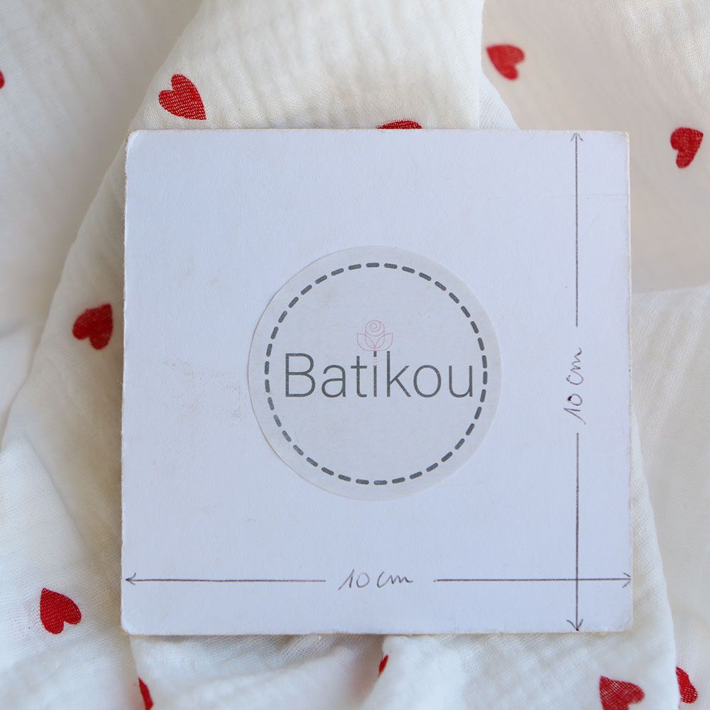 Corazon - Double gaze de coton imprimé coeurs rouges