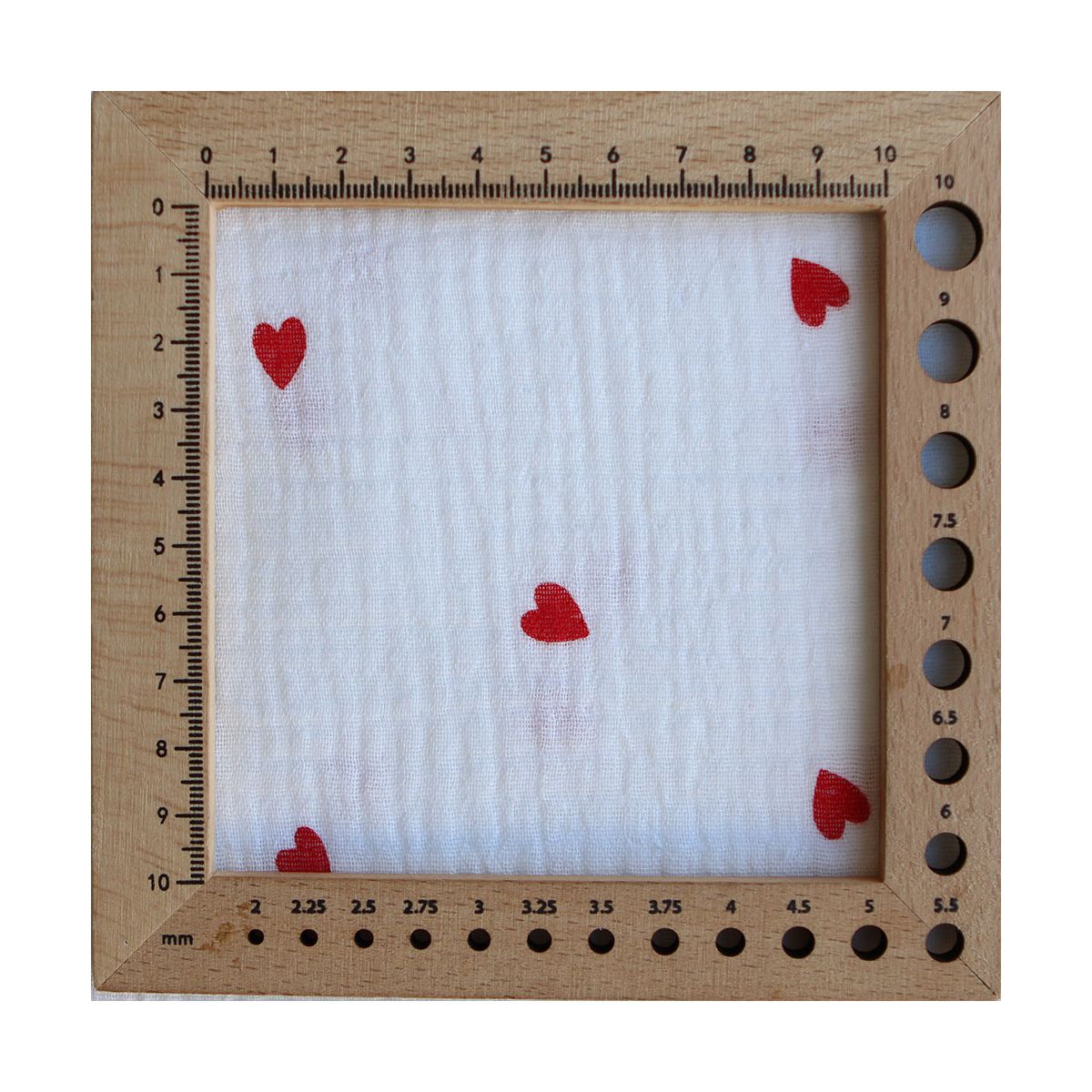 Corazon - Double gaze de coton imprimé coeurs rouges Corazon - Double gaze de coton imprimé coeurs rouges