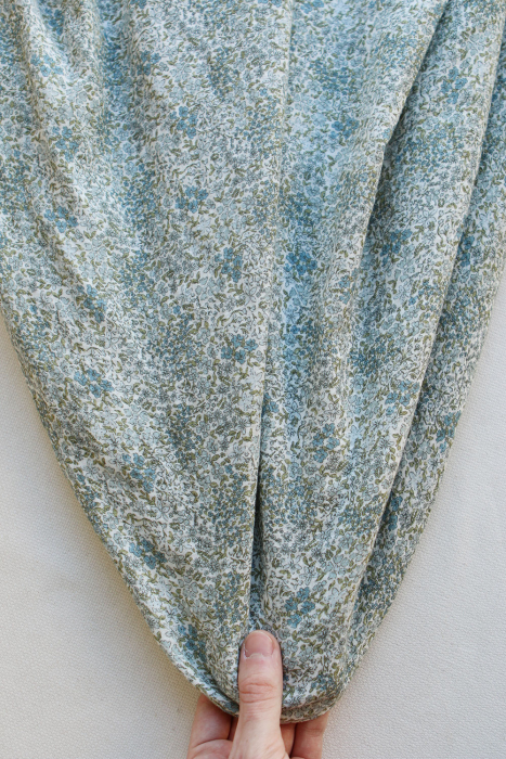 Double gaze de coton imprimé fleuri bleu