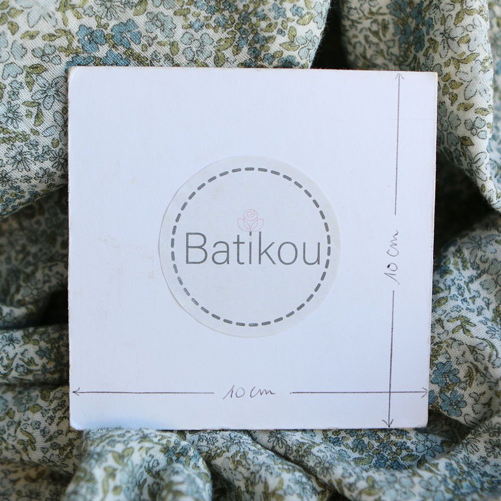 Double gaze de coton imprimé fleuri bleu