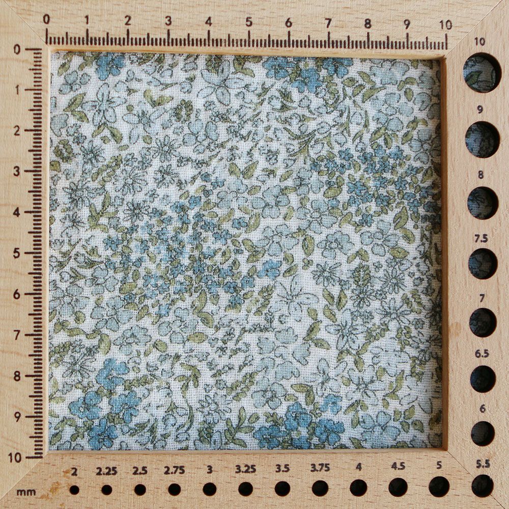 Double gaze de coton imprimé fleuri bleu