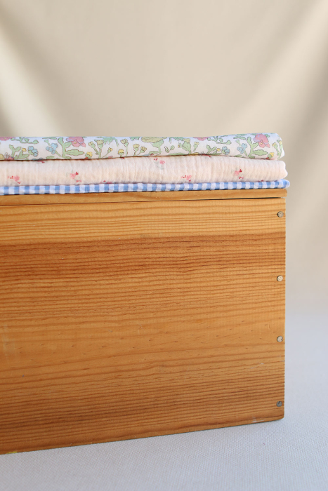 Seersucker / Coton mélangé gaufré vichy blanc et bleu ciel