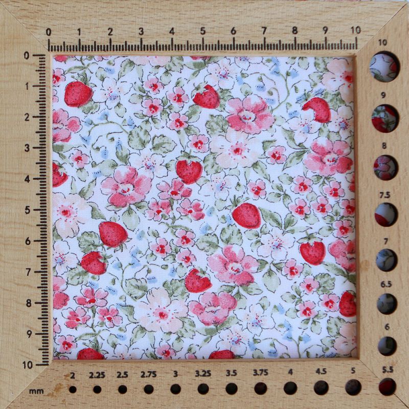 Gariguette - Popeline de coton BIO imprimé fleurs et fraises