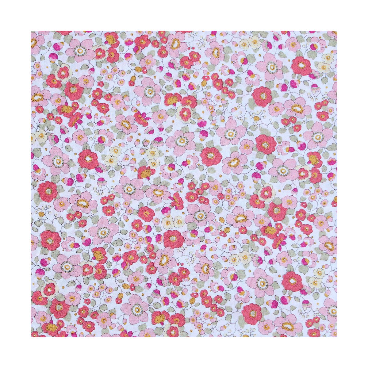 Clélie - Batiste de coton BIO à imprimé fleuri corail Clélie - Batiste de coton BIO à imprimé fleuri corail