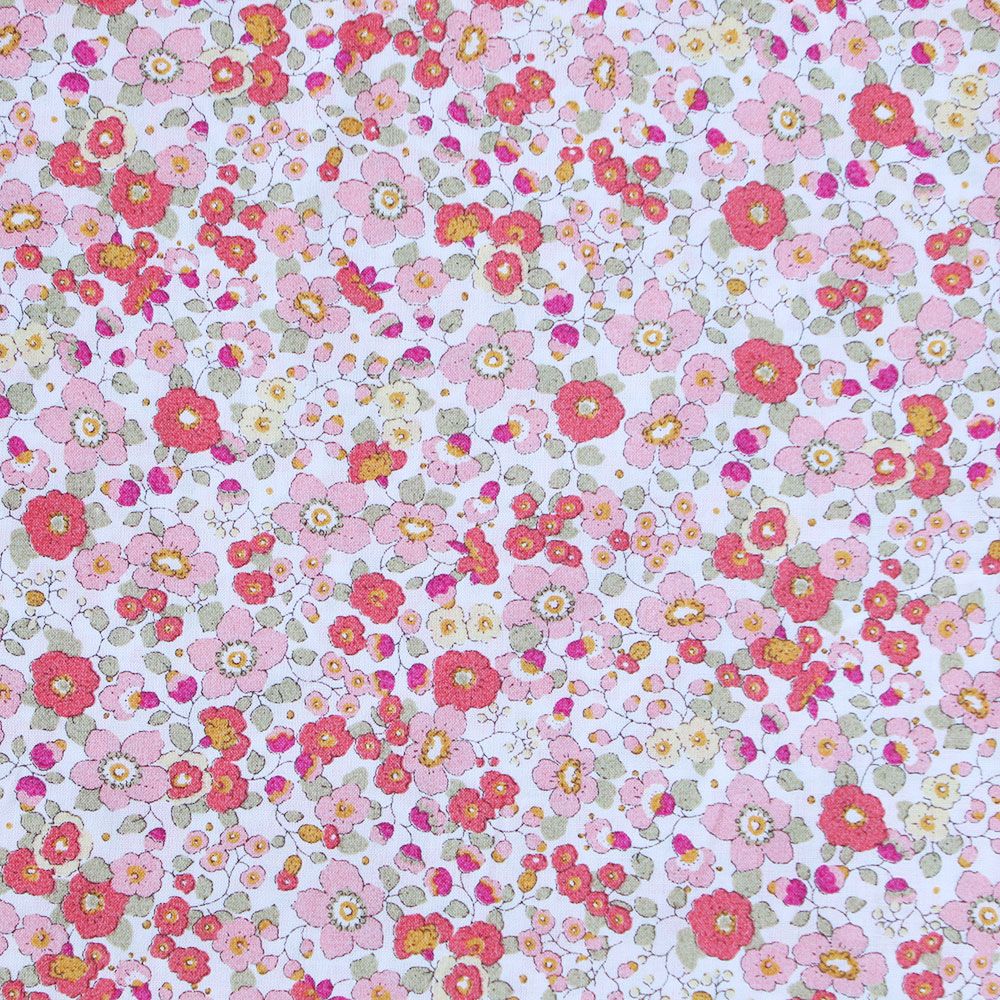 Clélie - Batiste de coton BIO à imprimé fleuri corail