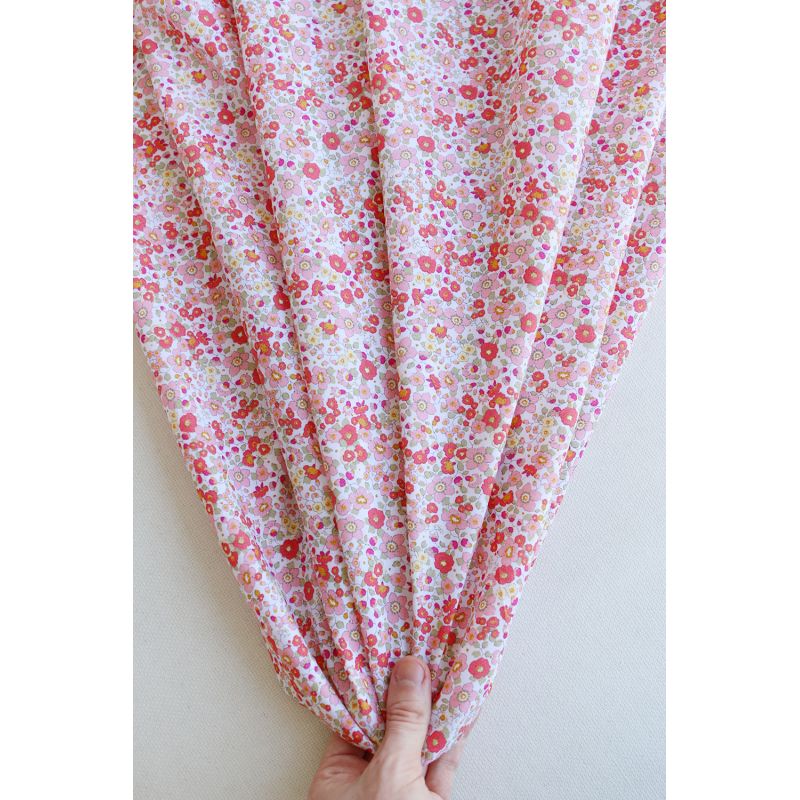 Clélie - Batiste de coton BIO à imprimé fleuri corail