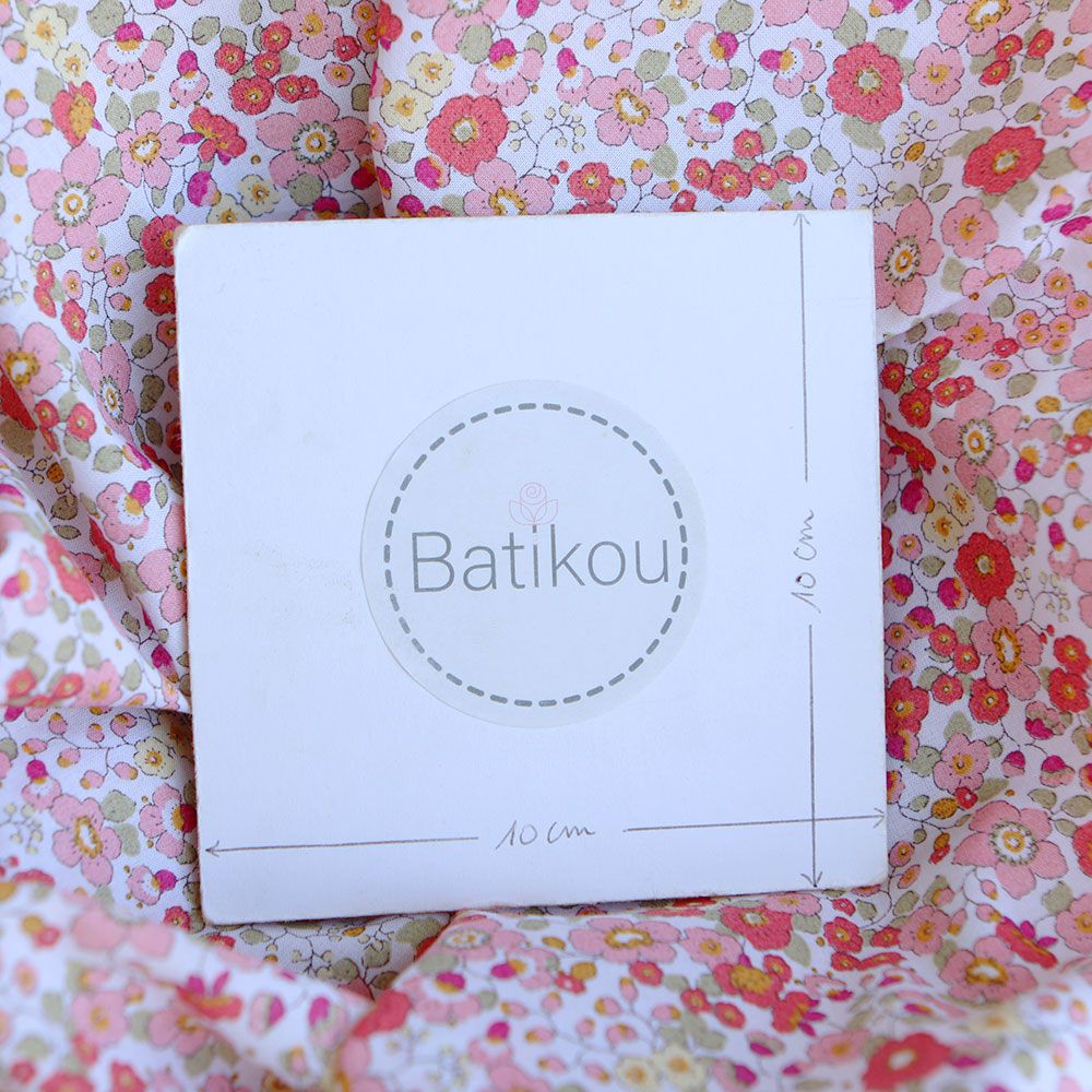 Clélie - Batiste de coton BIO à imprimé fleuri corail