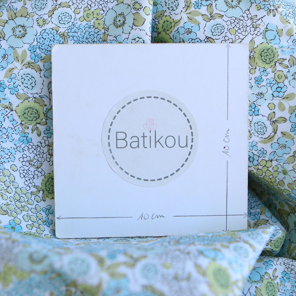 Charline - Popeline de coton BIO imprimé fleuri bleu