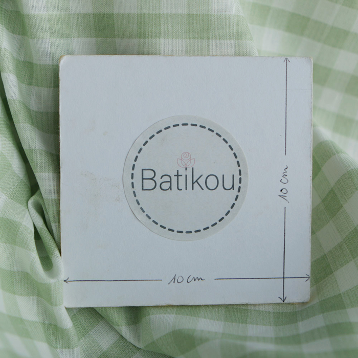 Victor - Tissu lin coton vichy 7mm blanc lait et vert amande