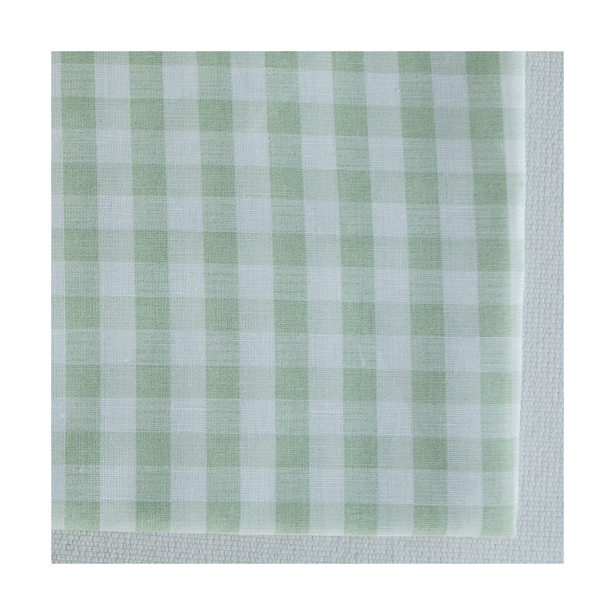 Victor - Tissu lin coton vichy 7mm blanc lait et vert amande Victor - Tissu lin coton vichy 7mm blanc lait et vert amande