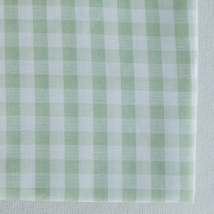 Victor - Tissu lin coton vichy 7mm blanc lait et vert amande