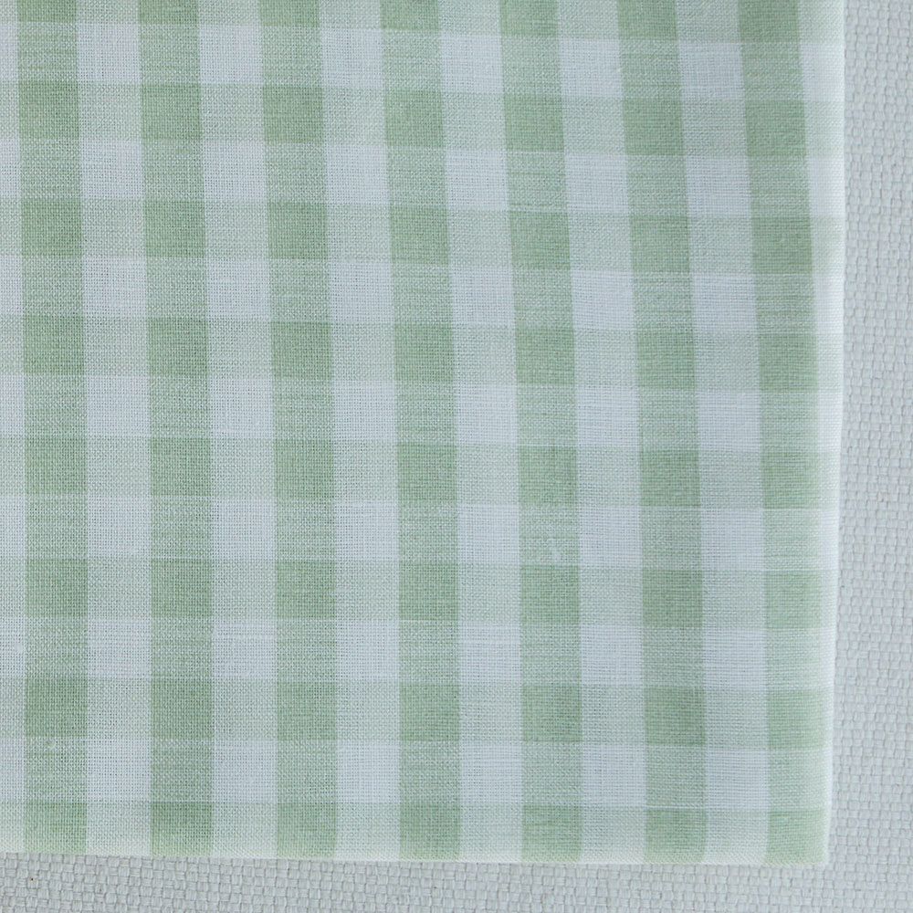 Victor - Tissu lin coton vichy 7mm blanc lait et vert amande