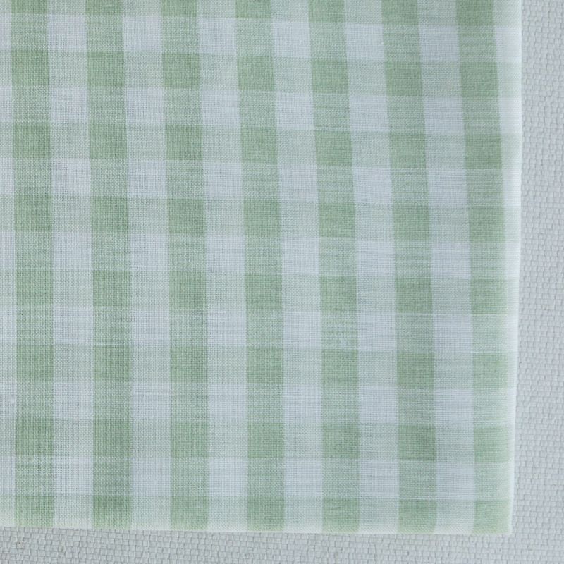 Victor - Tissu lin coton vichy 7mm blanc lait et vert amande