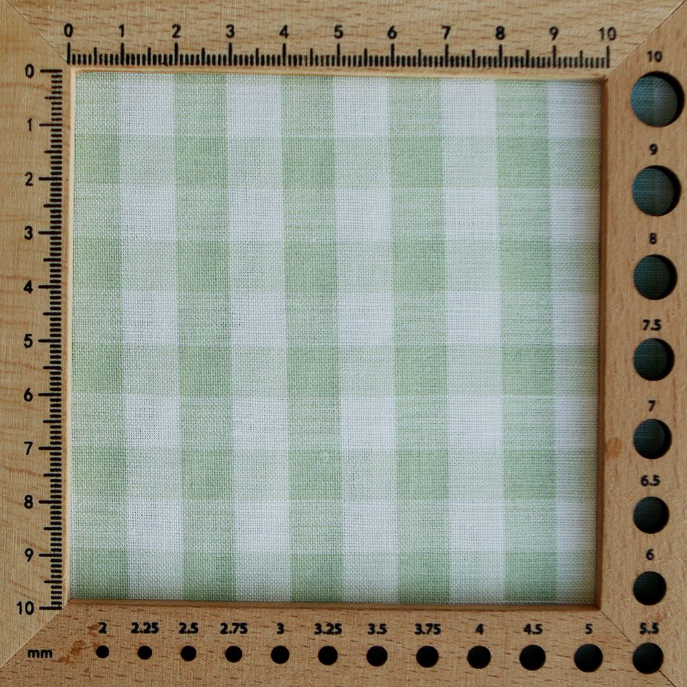 Victor - Tissu lin coton vichy 7mm blanc lait et vert amande