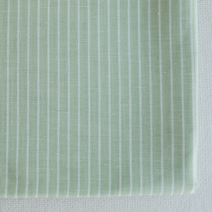 Tissu mélange lin coton été frais carreaux vichy rayures vert amande