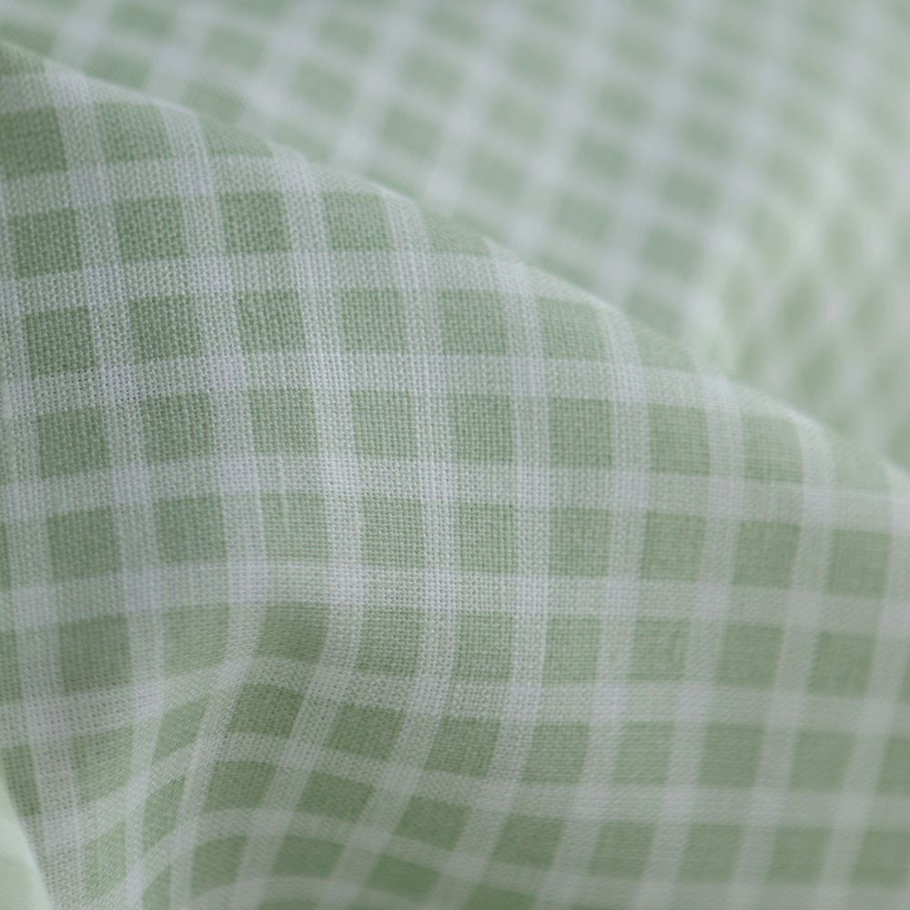 Paul - Tissu lin coton rayures 1mm blanc lait et vert amande