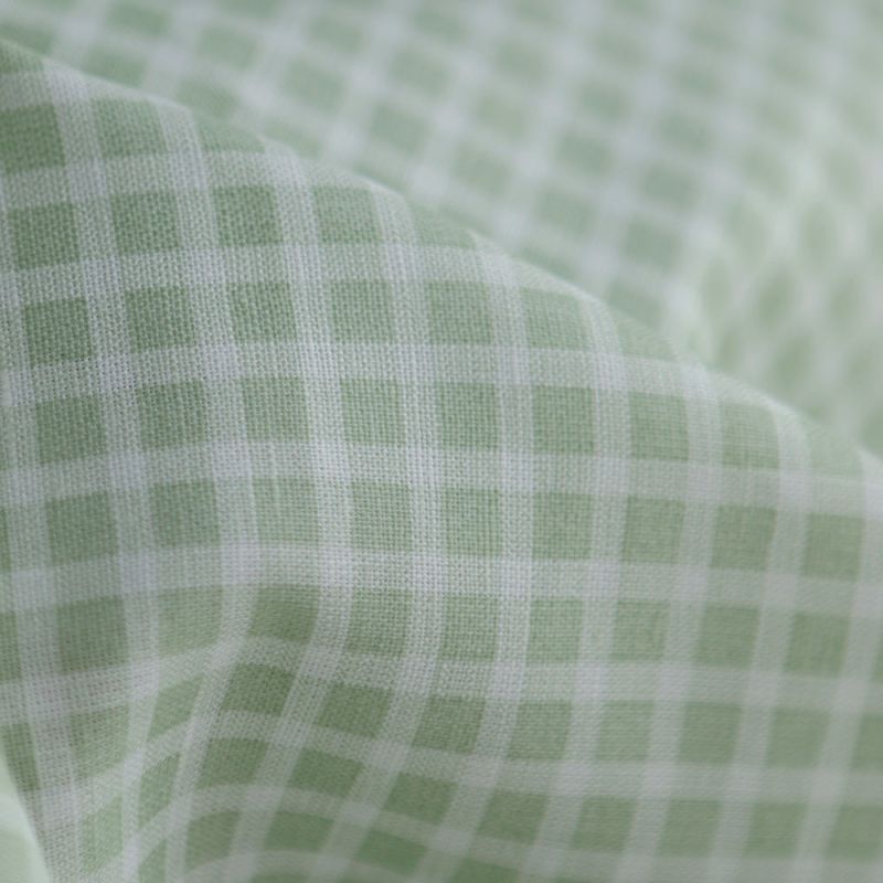 Paul - Tissu lin coton rayures 1mm blanc lait et vert amande