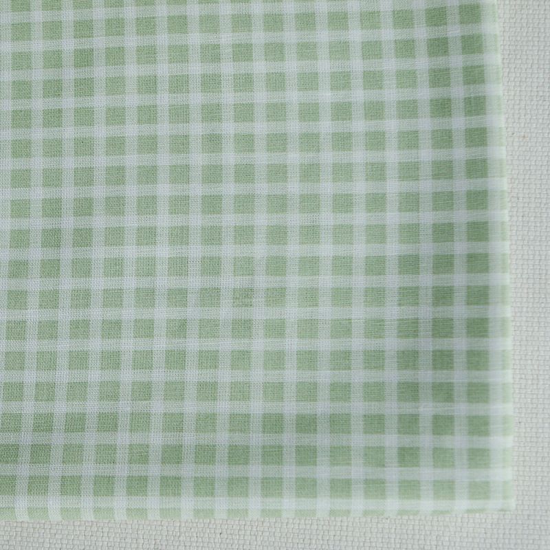 Paul - Tissu lin coton rayures 1mm blanc lait et vert amande