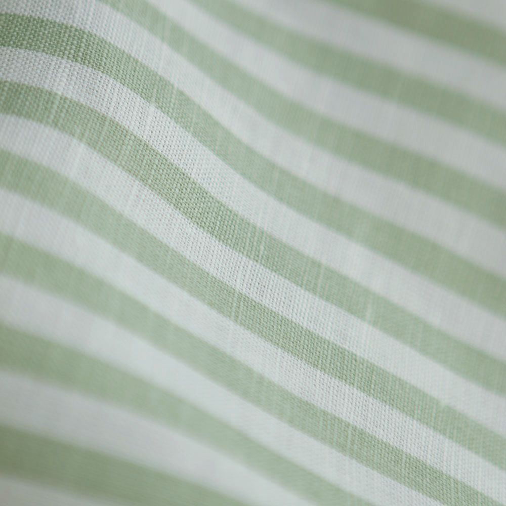 Lucas - Tissu lin coton rayures 6mm blanc lait et vert amande