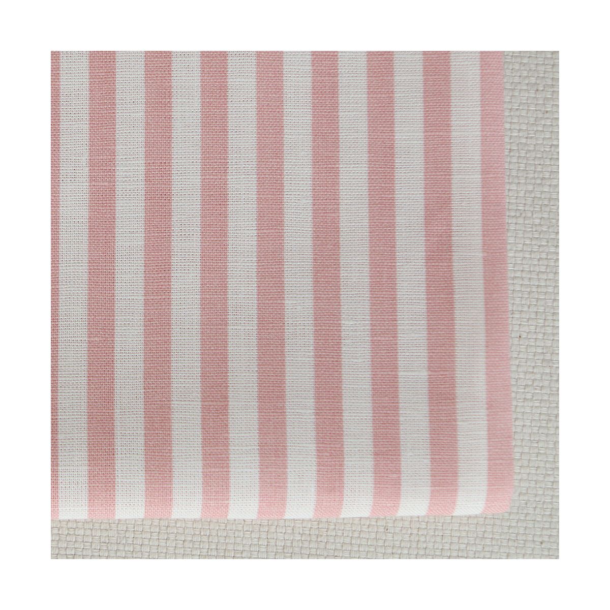 Lucas - Tissu lin coton rayures 6mm blanc lait et rose blush Lucas - Tissu lin coton rayures 6mm blanc lait et rose blush