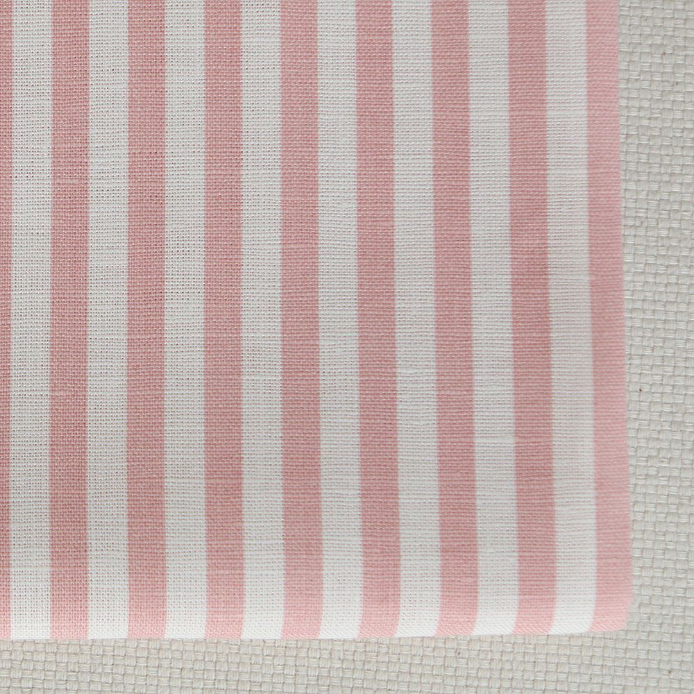 Lucas - Tissu lin coton rayures 6mm blanc lait et rose blush