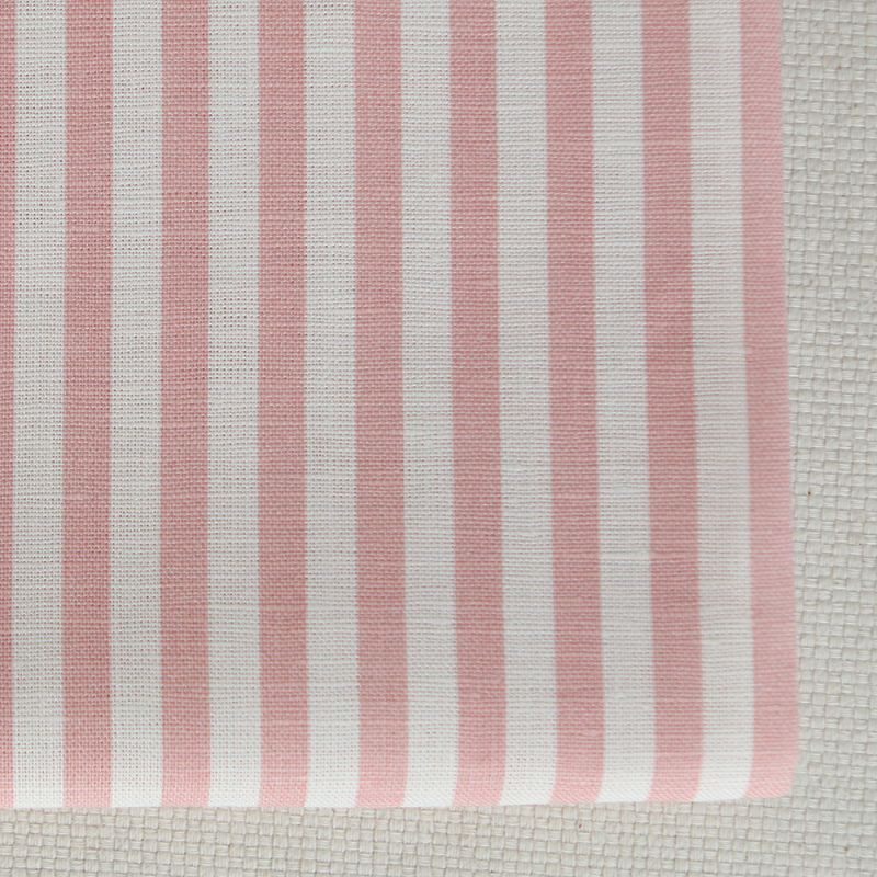 Lucas - Tissu lin coton rayures 6mm blanc lait et rose blush