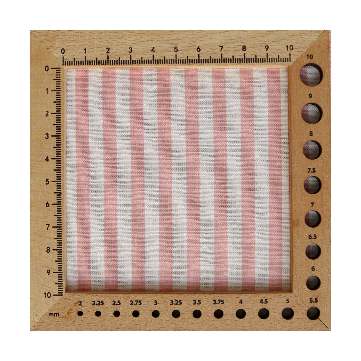 Lucas - Tissu lin coton rayures 6mm blanc lait et rose blush Lucas - Tissu lin coton rayures 6mm blanc lait et rose blush