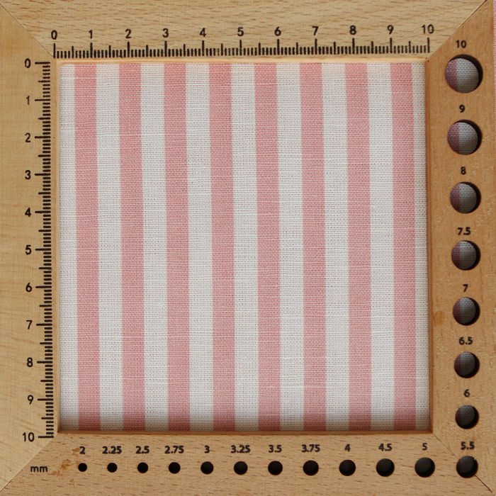 Lucas - Tissu lin coton rayures 6mm blanc lait et rose blush